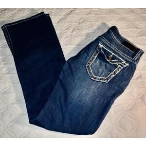 Daytrip Leo Bootcut Jeans 28 Hemmed Low Waist Denim Blue Womens Measures 32 x 32